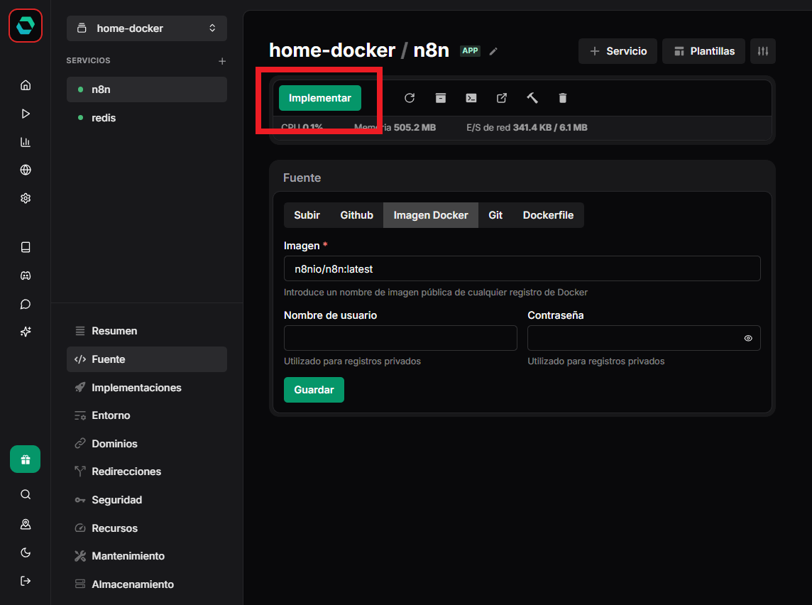implementar docker easy panel