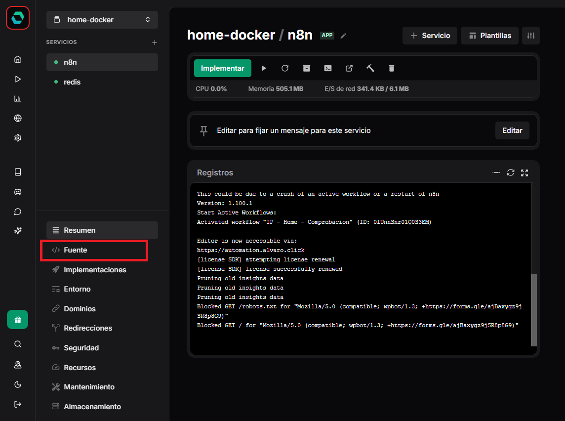 fuentes docker easy panel