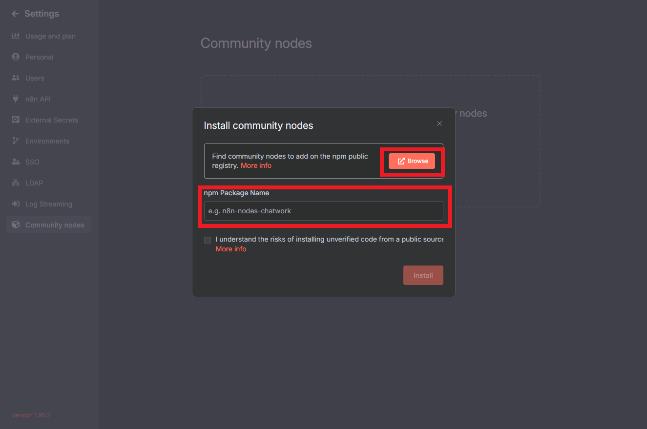 instalar nodo comunitario n8n