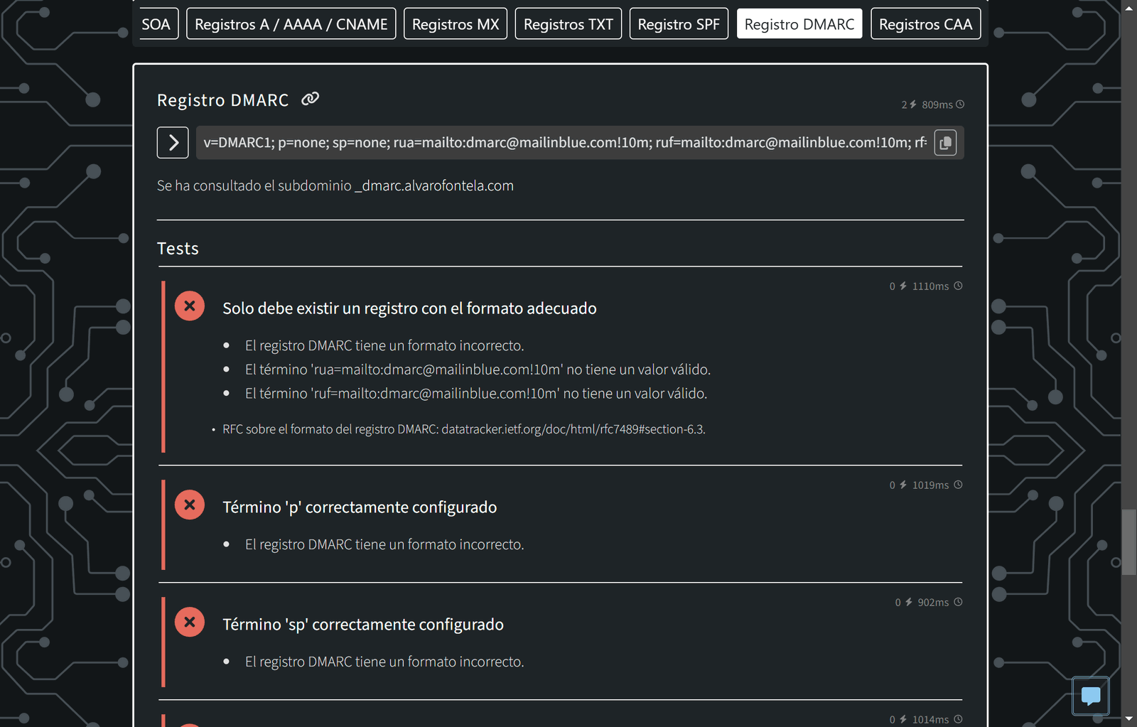 comprobar errores dns intodns.io