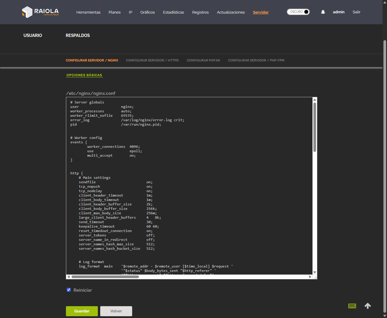 archivo de configuracion nginx raiolacp
