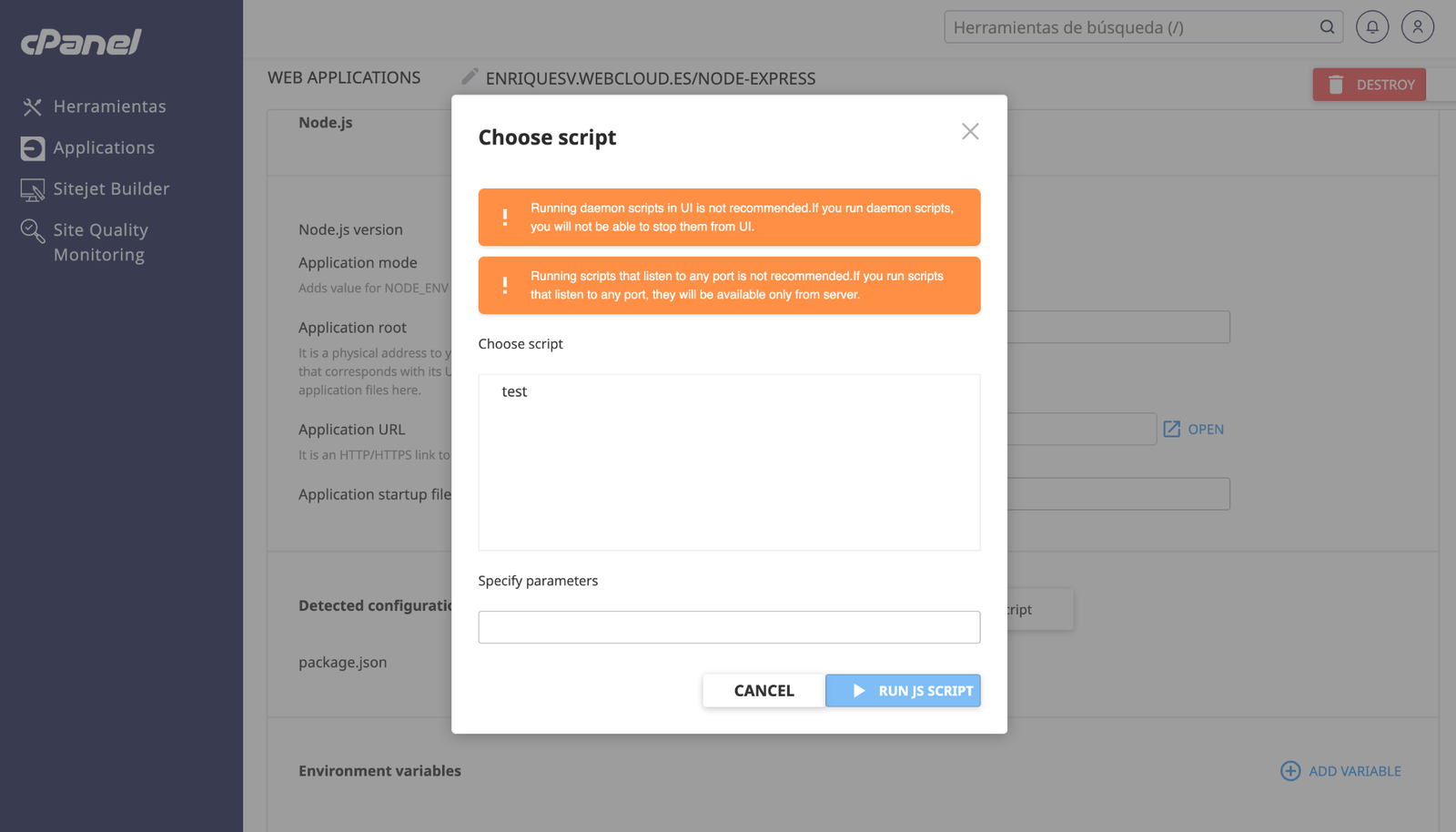 npm nodejs hosting