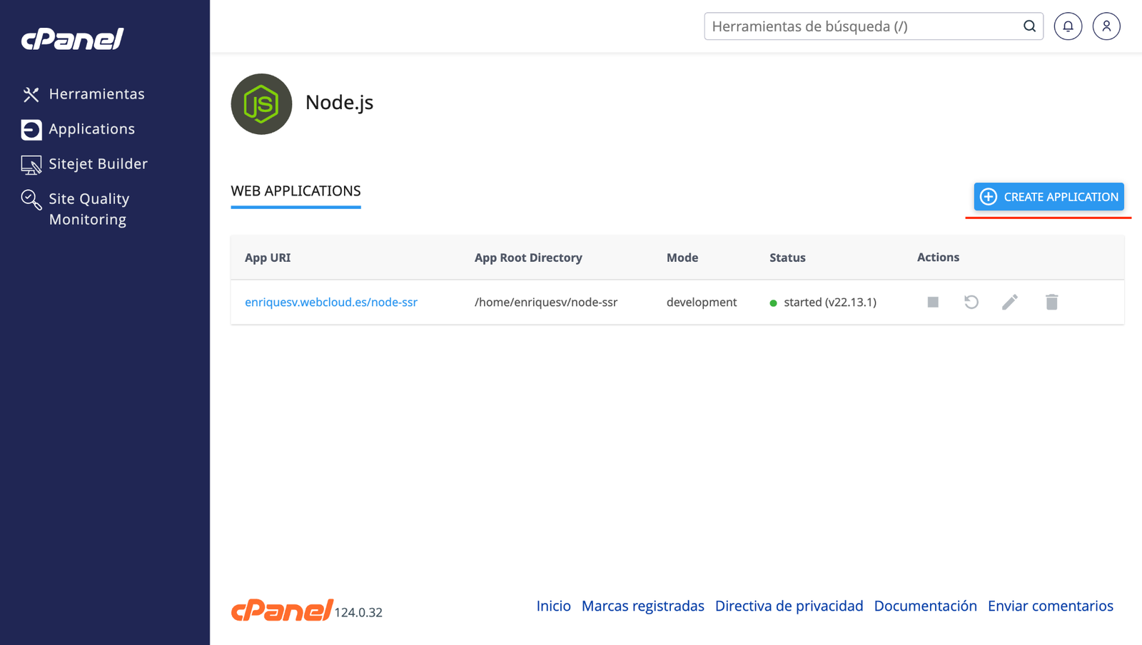 setup nodejs app cpanel