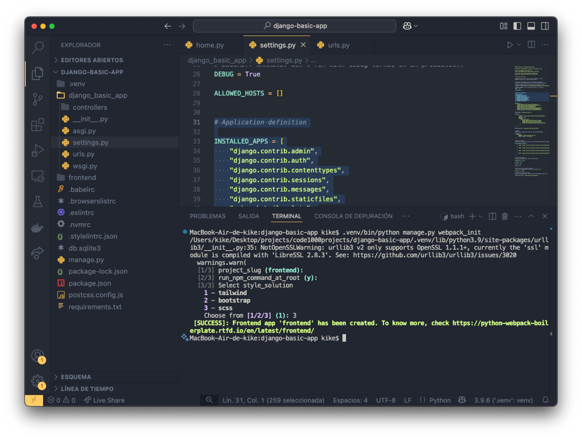 Solicitar que tecnología o framework de CSS a utilizar