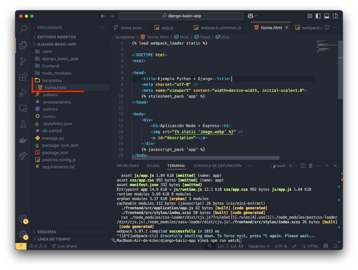 Crear una página utilizando un template de Django