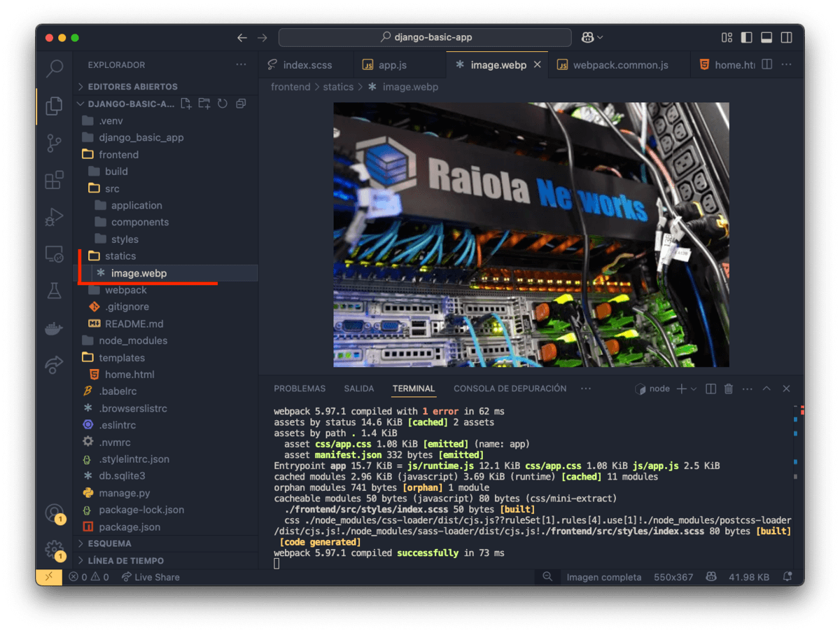 servir un fichero estático desde la aplicación Django