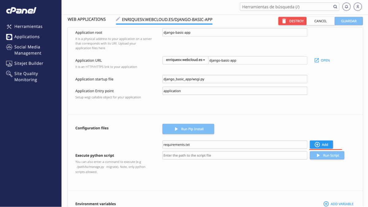 instalar dependencias de pip
