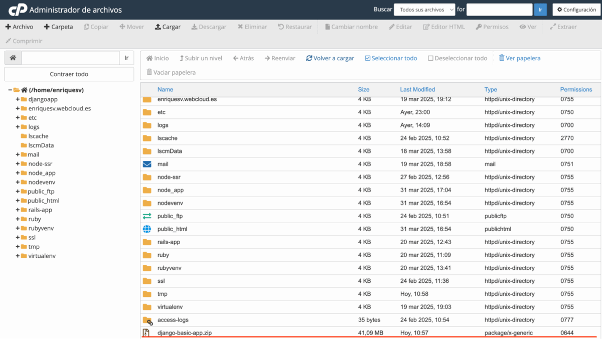  descomprimir proyecto en cPanel eligiendo la opción “Extract”