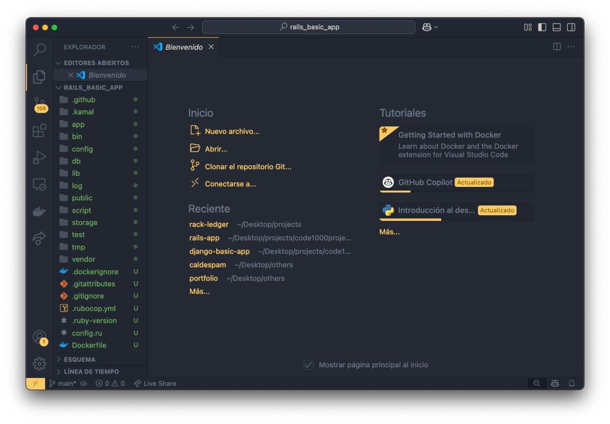 Creación de un proyecto básico Ruby + Ruby on Rails