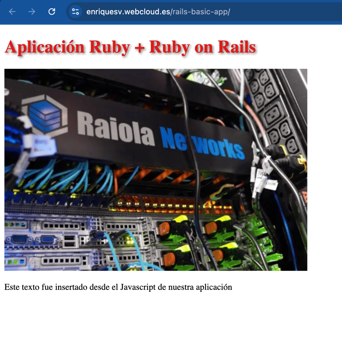acceder  URL de nuestra aplicación con el mismo resultado que en local