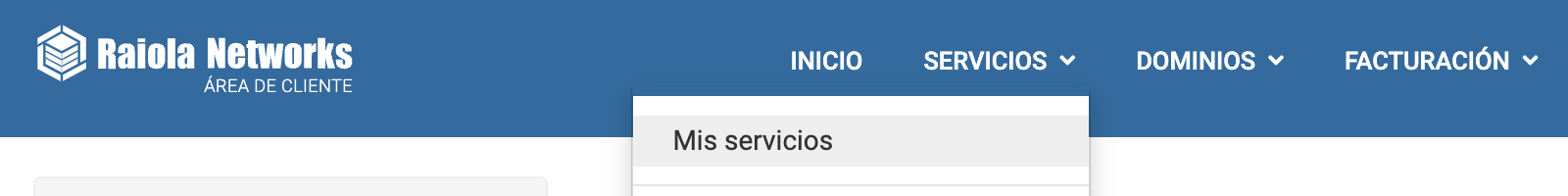 Listado de servicios contratados en la sección Mis servicios del área de clientes