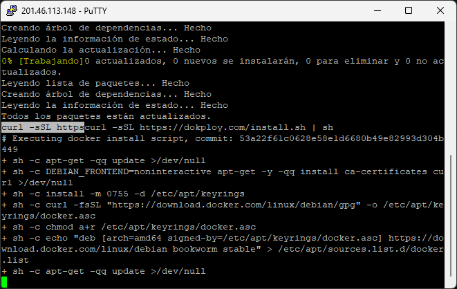 instalar dockploy vps problema