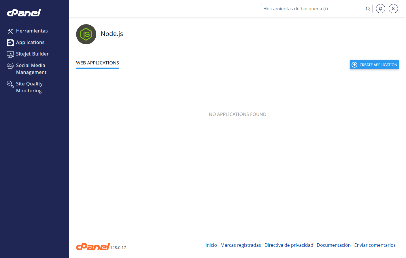 interfaz nodejs cpanel