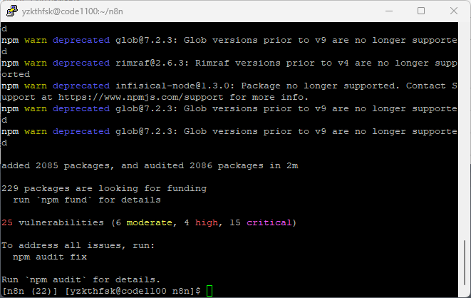 n8n instalado en nodeJS hosting
