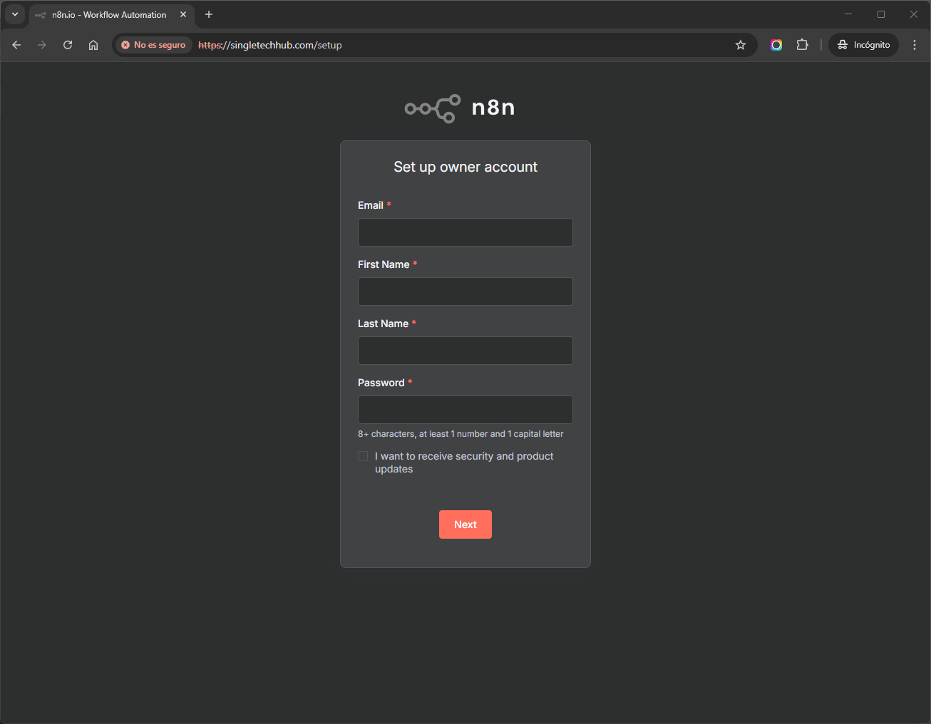 configuración inicial de n8n