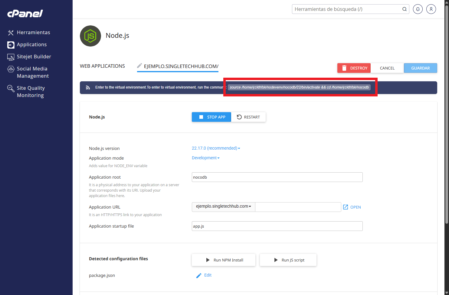 aplicacion nodejs