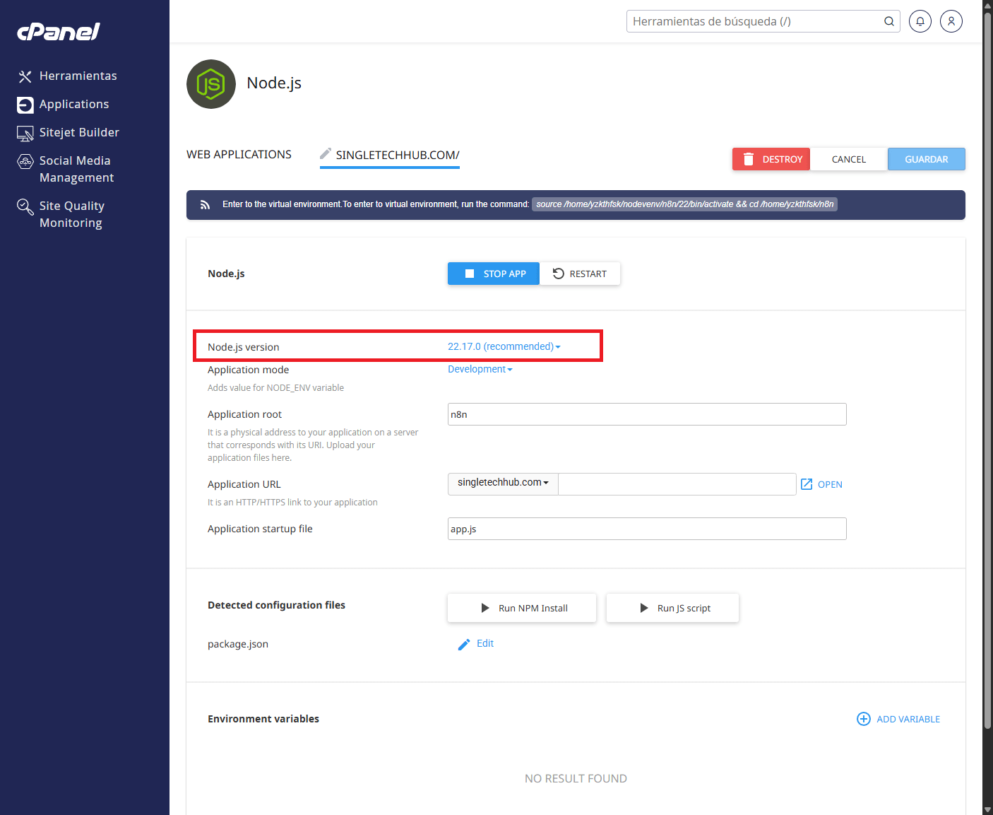 aplicacion nodejs