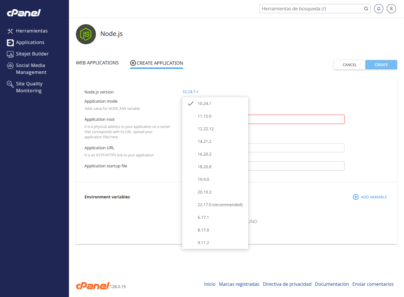 seleccionar version de php cpanel